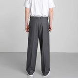 Wiaofellas Suit Trousers For Men Autumn New Korean Style Loose Straight Trend Versatile Elegant Casual Drape Solid Wide Leg Trousers