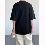 Wiaofellas Summer Knitted Shirt Men Fashion Social Mens Dress Shirt Korean Black Beige Loose Short Sleeve Shirts Mens Oversized Knit Shirt