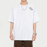 Wiaofellas Summer New Vintage Men T-Shirt Casual American Irregular Personalized Embroidery T-shirts Cotton 200G Fashion Hip Hop Unisex