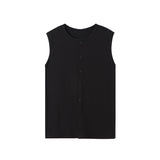 Wiaofellas Summer Vest Men Slim Fit Fashion Casual Round-neck Vest Mens Streetwear Korean White Black Vest Men Sleeveless T-shirt M-XL