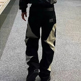 Wiaofellas Thug Club Pu Leaher Embroidery Patchwork Baggy Y2K Jeans Men's Streetwear Straight Oversized Denim Trousers Unisex Cargo Pants