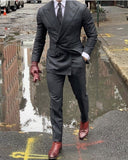 Wiaofellas Double Breasted Grey Wedding Suit Prom Men Suit Groom Tuxedo Man Blazer Latest Design Costume Homme Men's Suit 2 Pcs Jacket Pant