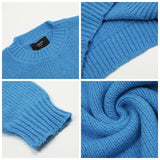 Wiaofellas Unisex Autumn Winter Fashion Casual Solid Color Round Neck Mohair Knit Sweater Oversized Pullovers Knitwears Men Clothes