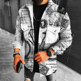 Wiaofellas Vintage Pattern Print Lapel Single Breasted Men Jackets Autumn Long Sleeve Big Pockets Outwear Casual Winter Men's Coat Tops