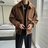 Wiaofellas Winter Jacket Men Warm Fashion Cotton Thicken Lamb Wool Jacket Men Korean Loose Coffee/Black Thick Short Coat Men Clothes M-2XL