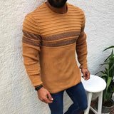 Wiaofellas Winter Long Sleeve Striped Jumper Top Fashion Streetwear O-neck Sweaters Fall Vintage Patchwork Knitted Pullovers Men Clothing