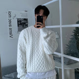 Wiaofellas Winter Sweater Men Warm Solid Color Casual Thick Knit Pullover Men Korean Loose Long Sleeved Sweater Mens Jumper Clothes M-2XL