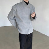 Wiaofellas Winter Woolen Coat Men Warm Light Gray Thick Woolen Jacket Men Korean Clothes Loose Short Woolen Coat Mens Thickened Jacket
