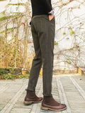Wiaofellas Woolen Suit Trousers Men Clothing Autumn Winter New Thick Slim Vintage Striped Plaid material Tweed Casual Pants Vetements Homme