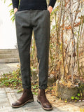 Wiaofellas Woolen Suit Trousers Men Clothing Autumn Winter New Thick Slim Vintage Striped Plaid material Tweed Casual Pants Vetements Homme