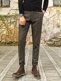 Wiaofellas Woolen Suit Trousers Men Clothing Autumn Winter New Thick Slim Vintage Striped Plaid material Tweed Casual Pants Vetements Homme