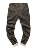 Wiaofellas Woolen Suit Trousers Men Clothing Autumn Winter New Thick Slim Vintage Striped Plaid material Tweed Casual Pants Vetements Homme