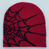 1pc Unisex Plain Color Slouchy Knitted Beanie Hat With Spider Web Embroidery For Autumn And Winter