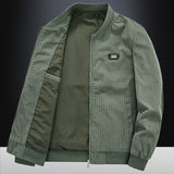 Wiaofellas Men's Bomber Jacket Corduroy Jacket Varsity Jacket Outdoor Daily Wear Warm Zipper Pocket Fall Winter Plain Fashion Streetwear Round Regular Black Khaki Army Green Grey Jacket