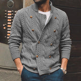 Wiaofellas Men's Cardigan Sweater Ribbed Knit Cropped Knitted Queen Anne Warm Ups Modern Contemporary Daily Wear Going out Clothing Apparel Spring &  Fall Black Green M L XL