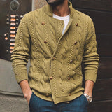 Wiaofellas Men's Cardigan Sweater Ribbed Knit Cropped Knitted Queen Anne Warm Ups Modern Contemporary Daily Wear Going out Clothing Apparel Spring &  Fall Black Green M L XL