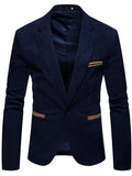 Wiaofellas Men's Corduroy Jacket Blazer Business Vacation Durable Casual / Daily Pocket Winter Spring &  Fall Solid / Plain Color Warm Ups Comfort Straight Collar Regular Burgundy Dark Navy khaki Jacket