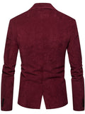 Wiaofellas Men's Corduroy Jacket Blazer Business Vacation Durable Casual / Daily Pocket Winter Spring &  Fall Solid / Plain Color Warm Ups Comfort Straight Collar Regular Burgundy Dark Navy khaki Jacket