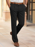 Wiaofellas Men's Trousers Chinos Summer Pants Casual Pants Front Pocket Straight Leg Plain Comfort Business Casual Daily Fashion Classic Black Navy Blue Micro-elastic
