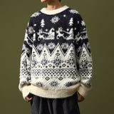 Wiaofellas Men's Sweater Ugly Christmas Sweater Pullover Sweater Jumper Ribbed Knit Cropped Knitted Christmas Pattern Crew Neck Keep Warm Modern Contemporary Christmas Work Clothing Apparel Fall & Winter Blue