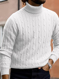 Wiaofellas Men's Sweater Cropped Sweater Pullover Jumper Ribbed Knit Cropped Knitted Plain Turtleneck Fashion Keep Warm Daily Wear Going out Clothing Apparel Fall & Winter Black White S M L
