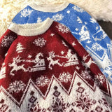 Wiaofellas Men's Sweater Ugly Christmas Sweater Pullover Sweater Jumper Ribbed Knit Cropped Knitted Christmas Pattern Crew Neck Keep Warm Modern Contemporary Christmas Work Clothing Apparel Fall & Winter Blue