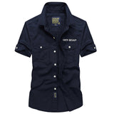 Plus Size 4XL Men's Summer Short Sleeve Shirts Cargo military Shirts Breathable Cool imported clothing camisa social masculina