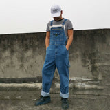 Jeans Men Men's Denim Overalls Men's Overalls Jumpsuit Large size strap Straight pants Blue jeans More sizes 30-44 46