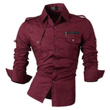 Wiaofellas Jeansian Men's Dress Shirts Casual Stylish Long Sleeve Designer Button Down Slim Fit 8397 WineRed