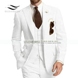 Men's Suit Formal Business Suits 3-Pieces Notch Lapel Solid Tuxedos Best Man For Wedding Groomsmen (Blazer+vest+Pants) Beige New