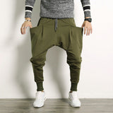 Hip Hop Harem Pants Men Cotton Streetwear Casual Trousers Solid Jogger Pants Side Pocket Men Sweatpants