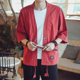 Wiaofellas Summer Chinese Style Cotton Linen Kimono Jacket For Men Thin Sunscreen Clothes Kimono Coat Half Sleeve Outerwear