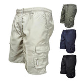 Casual Summer Men Solid Color Multi-pockets Drawstring Baggy Cargo Shorts Pants Multi-pockets Drawstring Cargo Shorts Pants