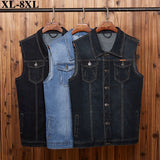 5XL 6XL 7XL 8XL Wiaofellas New Men's Denim Vest Fashion Casual Classic Style Slim Fit Vest  Jeans Jacket Coat Male Blue Black Gray