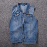 5XL 6XL 7XL 8XL Wiaofellas New Men's Denim Vest Fashion Casual Classic Style Slim Fit Vest  Jeans Jacket Coat Male Blue Black Gray