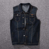 5XL 6XL 7XL 8XL Wiaofellas New Men's Denim Vest Fashion Casual Classic Style Slim Fit Vest  Jeans Jacket Coat Male Blue Black Gray