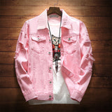 Bomber Thin Ripped Denim Jacket Male Cowboy Jeans jackets Spring Autumn Mens Denim Jacket Mens Trendy Fashion