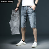 Wiaofellas Summer New Men's Slim Fit Short Jeans Fashion Cotton Stretch Vintage Denim Shorts Grey Blue Short Pants Male Brand Clothes