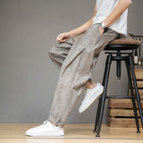 MrGoldenBowl Men's Solid Color Harem Pants Harajuku Man Cotton Linen Casual Trousers Plus Size Men Loose Pants 5XL