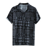 Men's Ethnic Style Shirt Top Men's Summer Fashion Lapel Casual Leaf Hawaiian Print Short Sleeve Shirt Top футболка мужская 40*