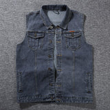 5XL 6XL 7XL 8XL Wiaofellas New Men's Denim Vest Fashion Casual Classic Style Slim Fit Vest  Jeans Jacket Coat Male Blue Black Gray