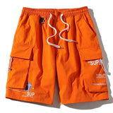 Wiaofellas Summer Cargo Shorts Men Trend Brand Men's High Street Drawstring Knee Length Pants Print Casual Shorts Male