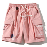 Wiaofellas Summer Cargo Shorts Men Trend Brand Men's High Street Drawstring Knee Length Pants Print Casual Shorts Male