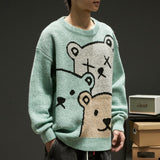 Wiaofellas Cartoon Bear Sweater Men Winter Men Clothing Fashion Long Sleeve Knitted Pullover Sweater Oversized New Cotton Coat