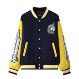 Original Flocking Embroidery Baseball Jacket Men and Women Color Match Oversize Windbreaker Bomber Jacket Loose Hip Hop Coat