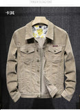 New men Bomber Jacket with Pockets Cotton Corduroy Jacket men Basic Coats Stylish Slim Fit Fashion Outerwear