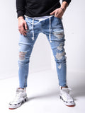 Mens Cool Designer Brand Pencil Jeans Skinny Ripped Destroyed Stretch Slim Fit Hop Hop Pants With Holes For Men Printed Jeans