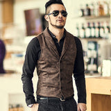 Suede Slim Fit Single Breasted Vest Mens Brand New Fashion Gothic Steampunk Victorian Style Waistcoat Men Casual Vest