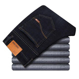 Wiaofellas Winter Jeans Men Black Slim Fit Stretch Thick Velvet Pants Warm Jeans Casual Fleece Trousers Male Plus Size