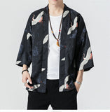 Wiaofellas Original Men Japan Style Kimono Cardigan Shirt Coat Traditional Loose Printing Fashion Casual Thin Jacket Summer Outerwear